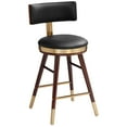 thumbnail image 2 of Studio 55D Parker Walnut Metal Bar Stool Brown Gold 25 1/2" High Modern Black Leather Cushion with Backrest Footrest for Kitchen Counter Height Island, 2 of 9