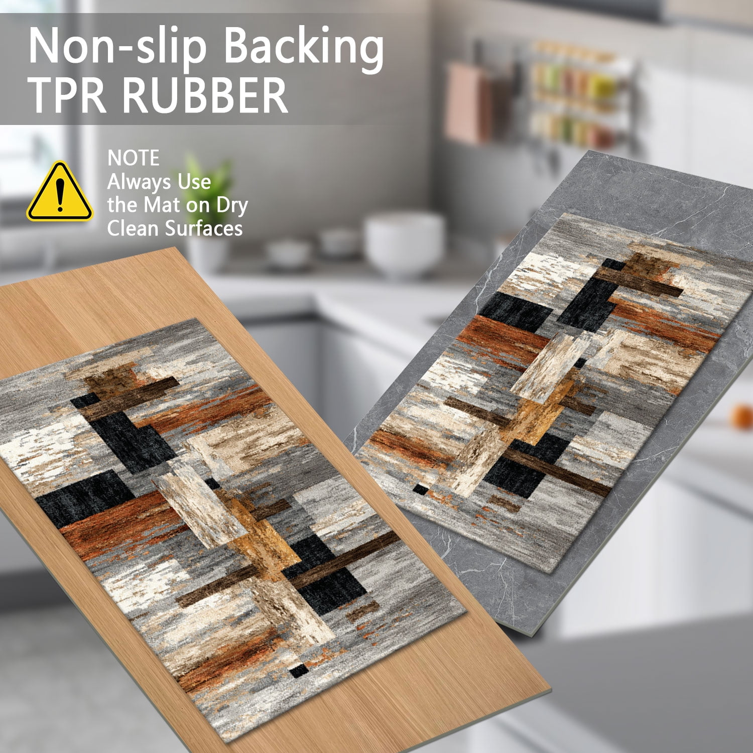 Three-Piece Kitchen Rug Set, Abstract Pattern Kitchen Hallway Rug, Soft And Comfortable, Suitable for Sinks, Floors, Entrances, Hallways, Bathrooms