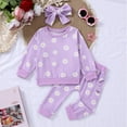 thumbnail image 2 of MYShe Girls Clothes Baby Girl Clothes Crewneck Sweatshirts Pants Headband Toddler Fall Outfits Purple,18-24 Months, 2 of 7