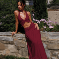 thumbnail image 2 of EASYBRAUS Women V Neck Strap Maxi Dress Summer Sleeveless Ruched Sexy Vacation Dress, 2 of 5