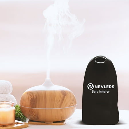 Nevlers Ceramic Salt Inhaler with Pure Himalayan Pink Salt | Asthma and Allergy Relief | Black