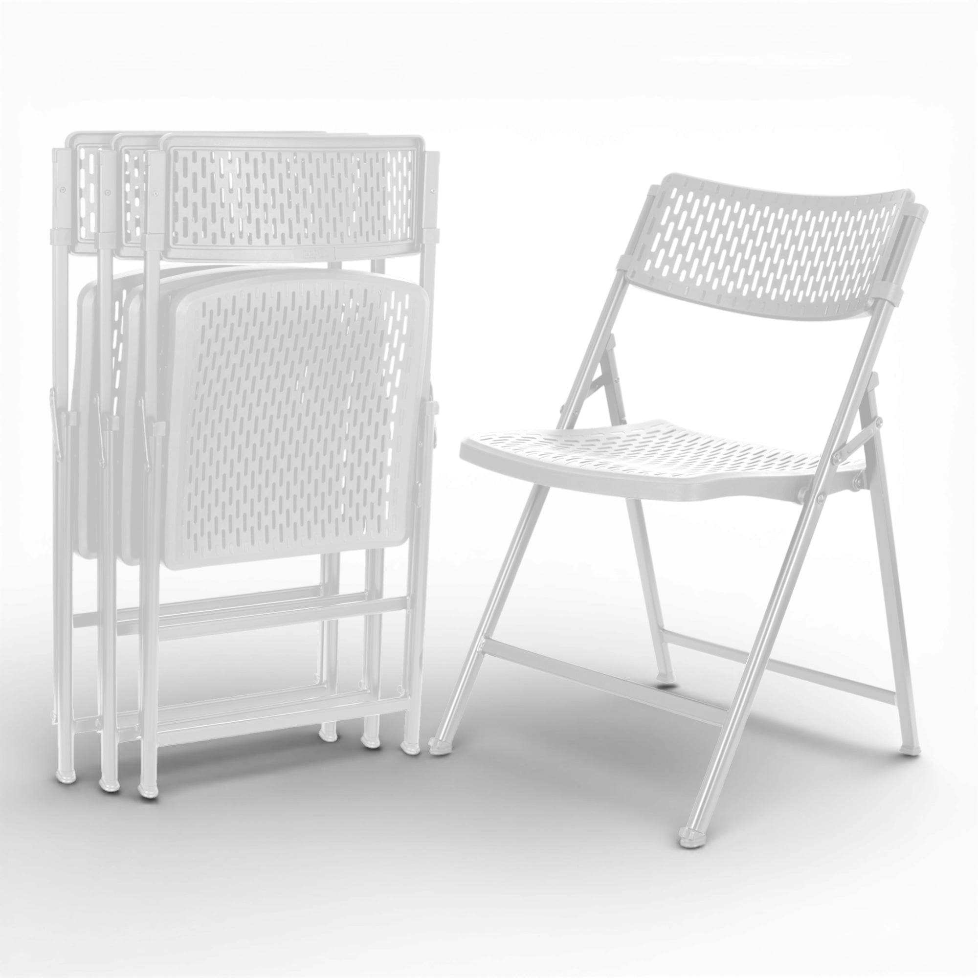 Hampden Furnishings Ava Collection Comfort Folding Chair, White, Pack of 4