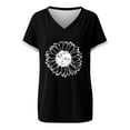 thumbnail image 2 of WTXUE T-Shirts à Manches Courtes, Chandails à Col Rond pour Femmes T-Shirts à Col en V pour Femmes Légers et Doux T-Shirts d'Été Décontractés Hauts pour Femmes Grande Taille Noir TG, 2 of 5