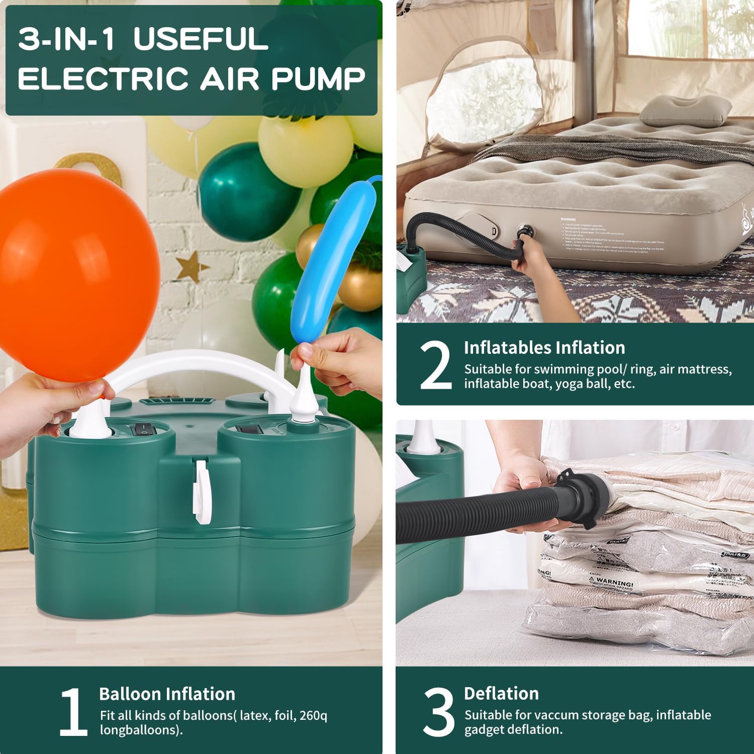 ID IDAODAN Electric Balloon Pump 3-in-1 Inflator photo 2