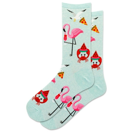 

Hotsox Women s Flamingo Seagull and Crab Crew Sock 1 Pair Green Women s Shoe Size: 9-11