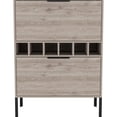 thumbnail image 2 of Gray four - legged bar cabinet with six wine racks for guest room bar setup, 2 of 4