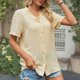 thumbnail image 1 of Fiudx Ofertas Flash Del Día Camiseta de Manga Corta de Gasa con Cuello En V y Manga de Encaje a La Moda para Mujer, 1 of 6