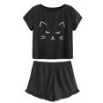thumbnail image 1 of Guardurnaity Conjunto de ropa de dormir informal para mujer, pijama de manga corta con dibujos animados, pantalones cortos conjuntos de ropa negro S Guardurnaity FS11499-13, 1 of 6