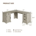 thumbnail image 4 of 67'' Farmhouse L Shape Desk with File Drawers and Charging Station for Home Office, Light Wash Gray, 4 of 9