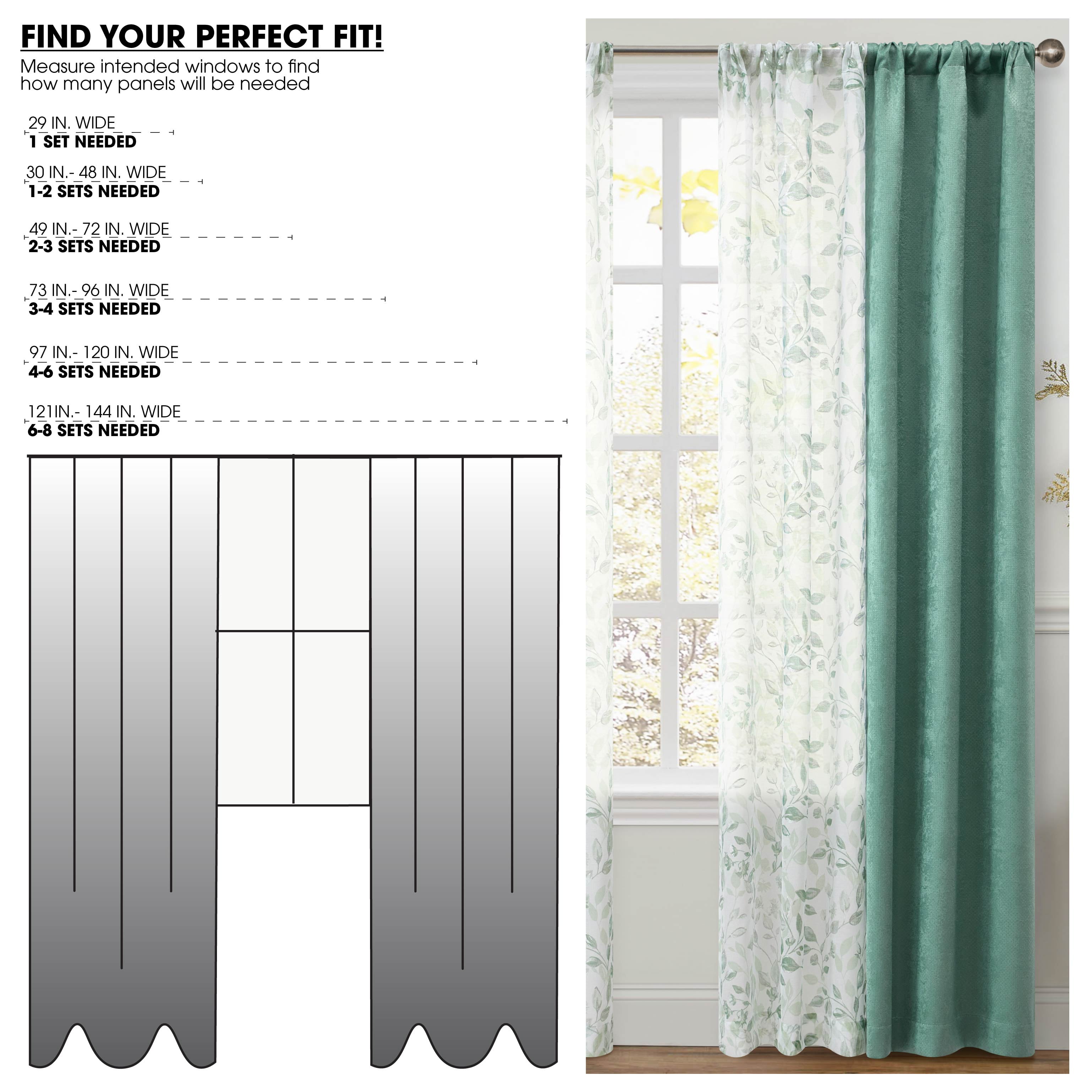 (2 pack) Mainstays Metallic Blackout Curtains and Sheers Set, 4 Panels, Green Sage, 27.5" W x 84” L