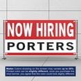 thumbnail image 3 of Now Hiring Porters 13 oz Heavy Duty Vinyl Banner Porter Jobs Available Help Wanted Sign for Business Advertising Indoor/Outdoor Single-Sided with Metal Grommets (3x5 ft, Wh & Re & Bk), 3 of 6