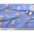 thumbnail image 3 of Soimoi Blue Silk Fabric Star & Satellite Galaxy Decor Fabric Printed Yard 42 Inch Wide, 3 of 3