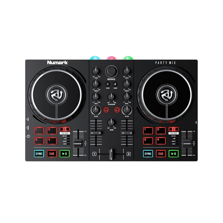 Numark Party Mix II Serato DJ Controller with Light Show/2-Band EQ and  Headphones