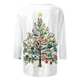 thumbnail image 4 of HOMBOM Womens Tops Crewneck Casual White Snowflakes Cute 3/4 Sleeve Christmas Shirts for Ladies, 4 of 5