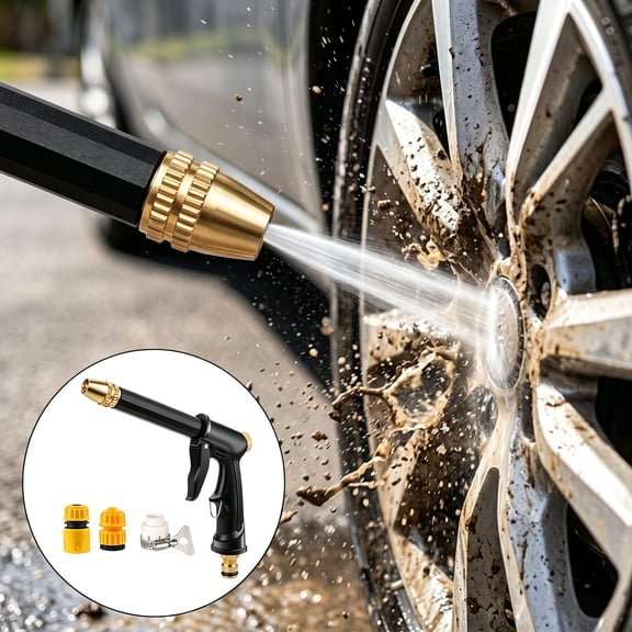 High Pressure Car Wash Water Sprayer Kit with 3 Connectors for Home Garden Hose Retractable Watering and Patio Cleaning Alloy Sprayer Nozzle Set