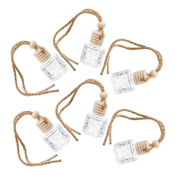 WHAMVOX 6pcs Refillable Car Air Freshener Pendant Made of Wood and Glass 8ml