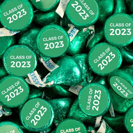 Green Graduation Candy 1lb Hershey's Kisses (Approx 90 pcs) - Class of 2023