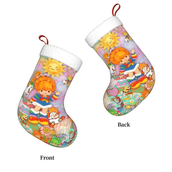 Rainbow Bri-te Christmas Stocking 2PCS Hanging Socks for Christmas Decorations for Family Holiday Party Decor Xmas Gifts
