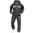 thumbnail image 2 of MLQIDK Mens Workout Gym 2 Piece Set Winter Sweatsuits Fleece Zip up Hoodie and Sweatpants Big and Tall Athletic Sport Sweatsuits Jogging Sweat Suits Lounge Outfit Gray M, 2 of 4