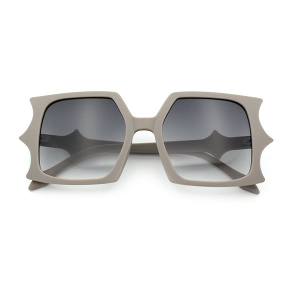 Womens Bat Wing Shape Plastic Oversized Rectangle Fashion Sunglasses Grey - Smoke