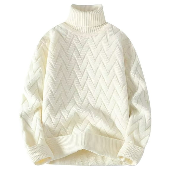 Annhoo Men's Turtleneck Sweaters Strpied Ribbed Knit Shirts Long Sleeve Casual Blouse Fall Winter Trendy Warm Pullover