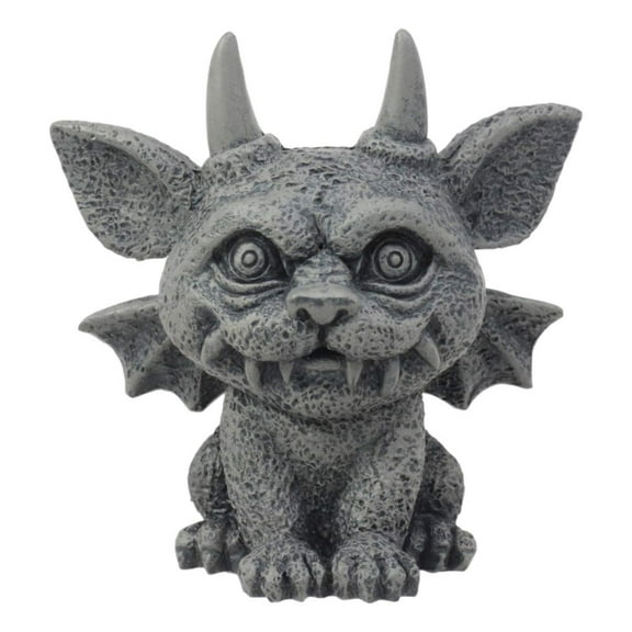 Ebros Gothic Horned Bat Cat Gargoyle Bast Figurine Small Mythical Fantasy Decor Statue 3.25"Tall As Talisman Of Protection Fairy Garden Accessory DIY Renaissance Or Medieval Collectible