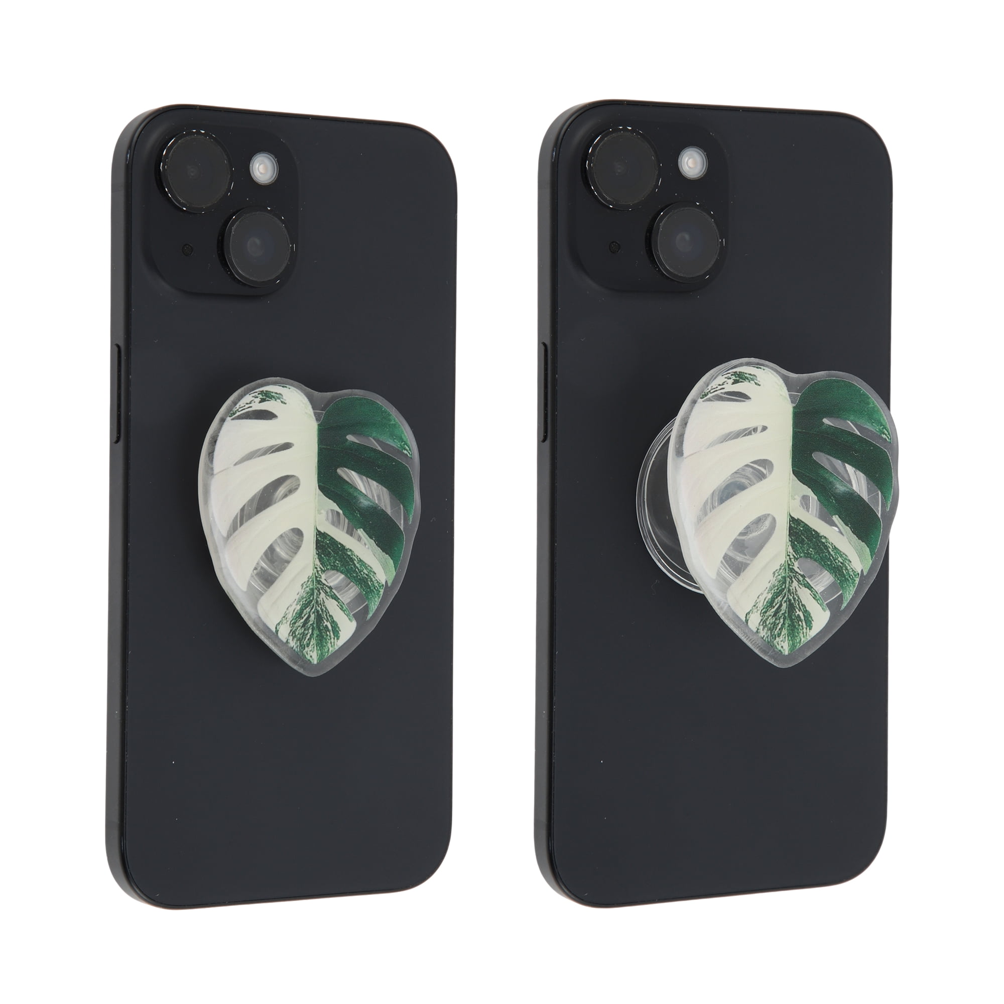 Unique Bargains Leaf Pattern Phone Grip with Strong Adhesive Backing Dark Green