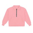 thumbnail image 2 of Boys Toddler Girls Sweatshirts 1/4 Zip Up Lapel Collar Soild Color Print Kids Top with Pockets(150 11-12 Years,Pink), 2 of 4