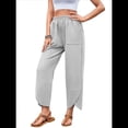 thumbnail image 2 of Pantalones Anchos y Holgados para Mujer, Estilo Palazzo, Informales, con Cintura Elástica y Bolsillos, Color Gris , Talla XL, 2 of 7