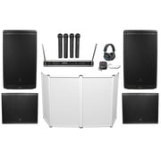 2) JBL EON612 12" 2000w Bluetooth DJ PA Speakers+2) Subs+Facade+Mics+Headphones