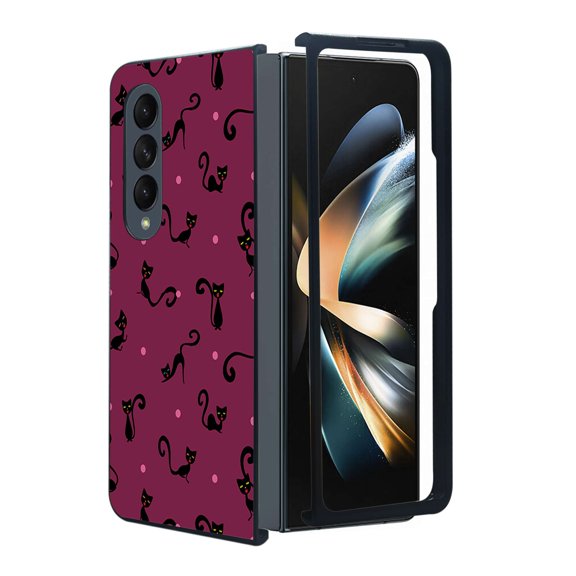 ANJ  Protective Snap-On Design Printed Case Compatible with Samsung Galaxy Z Fold 4 - Black Cats