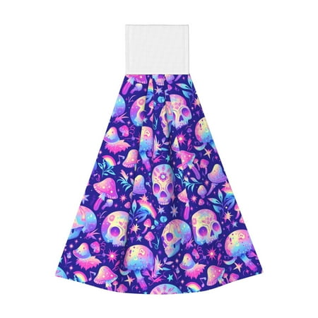 

Ocsxa colorful mushroom Skull rainbow for Hand Towels Hand Wipes with Velcro Soft and Fast Absorbent Hanging Towels Reusable Cleaning Cloth for Kitchen/Bathroom/Laundryroom 14x18In