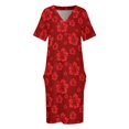 thumbnail image 4 of Red On Red Floral Pattern Loose Pocket Dress dresses korean style evening dresses women clothes, 4 of 7