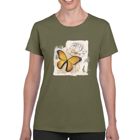 Butterfly On Paper T-Shirt Women -Grace Popp Designs, Female 3X-Large