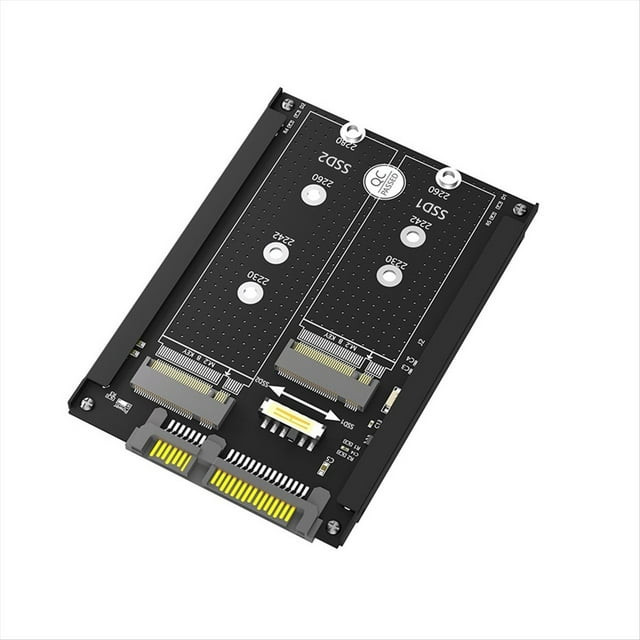 Adaptateur Double M.2 B Key/ Key SSD vers 2.5 Pouces SATA III avec Support de Cadre - Conserve MSATA SSD comme Disque SATA 7mm 2.5 Pouces, 1 x Adaptateur Double M.2 SSD vers SATA3 1 Ensemble x Accessoires d'Installation, Noir