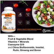 MiracleMulti Liquid Multivitamin & Mineral Softgel Capsules for Men & Women - Whole Food Blend Daily Vitamin with CoQ10, B12, Enzyme Blend - 2 Pack - 120 Servings