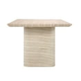 thumbnail image 4 of Pemberly Row 87" Travertine Beige Stripped Stone Outdoor Dining Table, 4 of 7