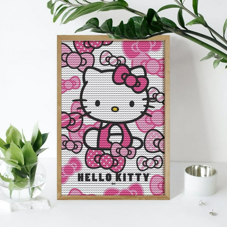 Diamond Painting Kits for Adults Hello Kitty Diamond Art Gem Art Painting  Full Drill Round Art Gem Painting Kit for Home Wall Decor Gifts 8x12