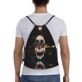 thumbnail image 2 of Drawstring Backpack - Glitch Screaming Skull Splash Proof Small Drawstring Gym Bag for Women Men, Cinch Sports String Bag Backpack for Travel Swimming Beach, 2 of 8