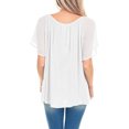 thumbnail image 2 of Camiseta de mujer con cuello redondo, ligera, transpirable, holgada, informal, fluida, arrugada, delantera, manga corta, camiseta para verano, mujer, blanco, S, 2 of 4