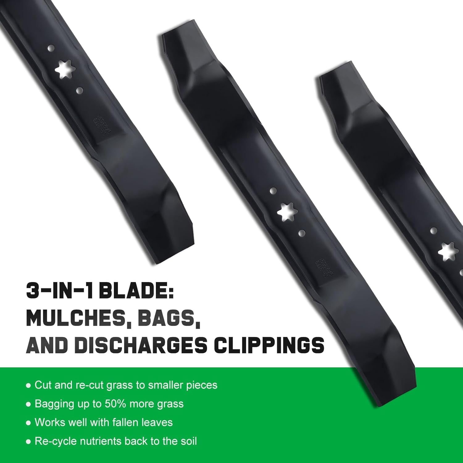 42 Inch Mower Mulching Blades for Cub Cadet Troy Bilt MTD Bronco Replace 742-04126 742-0616 942-0616 (6 Point Star)