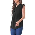 thumbnail image 4 of INSPIRE CHIC Women's Ruffle Sleeveless V Neck Blouse Solid Elegant Shirt, 4 of 6