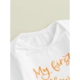 thumbnail image 5 of vera natura Baby Girls 3 Piece Outfit Halloween Letter Print Long Sleeves Romper and Pumpkin Pants Headband Cute Clothes, 5 of 9