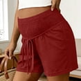 thumbnail image 3 of Costeam Womens Maternity Linen Blend Shorts Dual Side Hand Pockets Smocked High Stretch Belly Support Waist Loose Fit Breathable Casual Summer Short Bottoms, 3 of 9