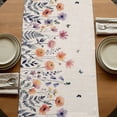 thumbnail image 5 of Spring Floral Table Runner, Elegant Pastoral Flowers Watercolor Botanical Cotton Linen Table Runners 108 Inches Long, Dresser Scarf Runner for Dining/Living Room/Kitchen/Square Tables 13''x108'', 5 of 9