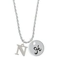 thumbnail image 1 of Delight Jewelry Silvertone Large Initial - N - Silvertone Script Initial Disc - H - Charm Necklace, 20"+3", 1 of 4