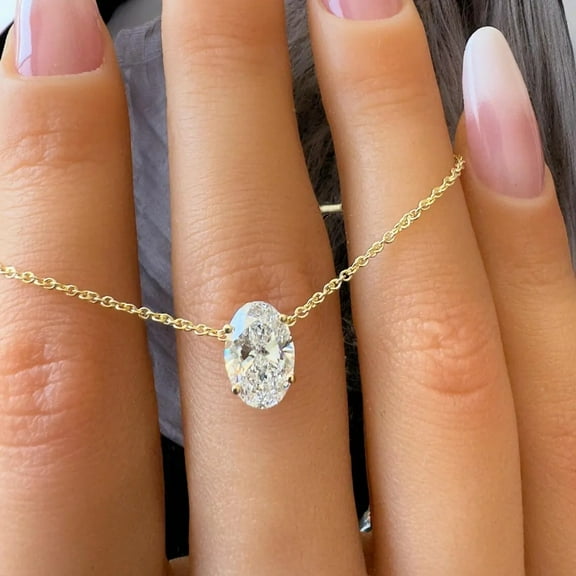 Women's Necklace Pendant 1 CT Oval Cut Moissanite 14K Yellow Gold Plated