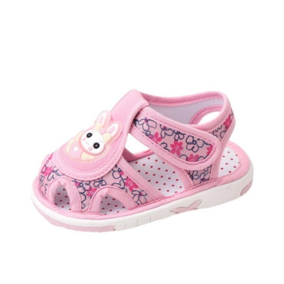 Xfvqtps Baby Boys and Girls Squeaky Shoes Rabbit Flower Lightweight Breathable Premium Outdoor Beach Cotton Walking Shoes Summer New Casual Comfortable Non Slip Soft Called Shoes Pink