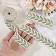 thumbnail image 3 of Green Embroidered Ribbon Trim Tape Polyester White Jacquard Ribbons Leaf Pattern Ethnic Embroidery Woven Fabric Trimming Bulk for Sewing Making Cloth Dress Gift Wrapping Curtain DIY Supply, 3 of 5