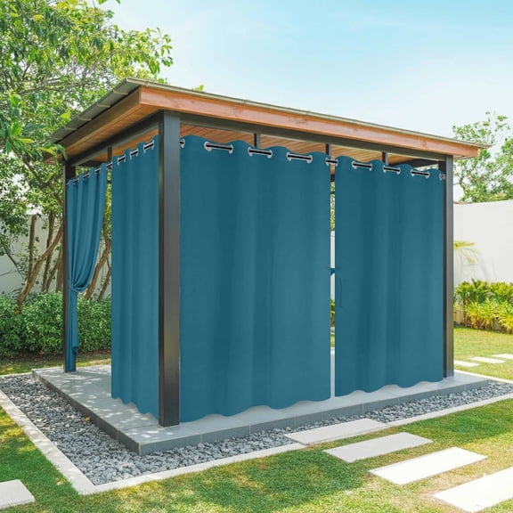 Solid Dark Outdoor Curtains for Patio Waterproof, Teal Grommet Curtains for Porch Outside Privacy Drape for Gazebo Garden Pergola, 2 Panels, 54x95in